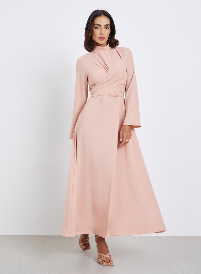 ستايلي فستان طويل لف بحافة واسعة - Image 2